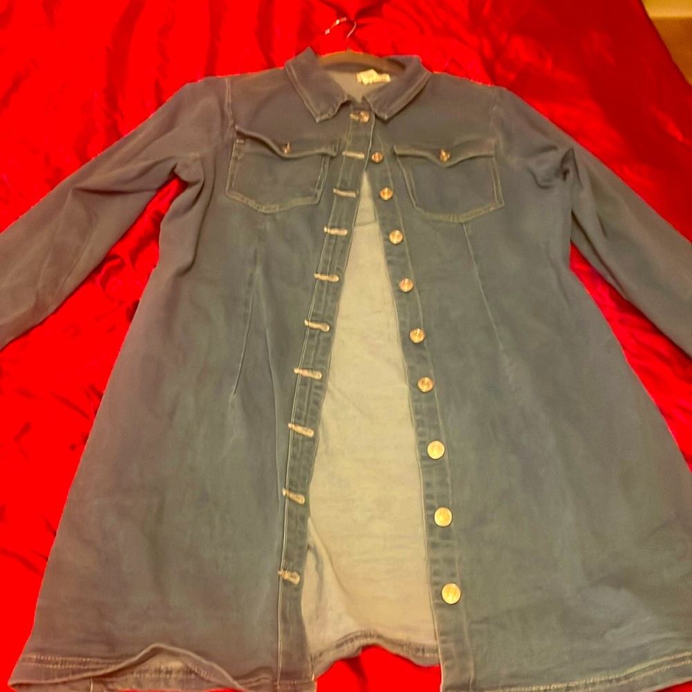Woman's knee length jean jacket/coat